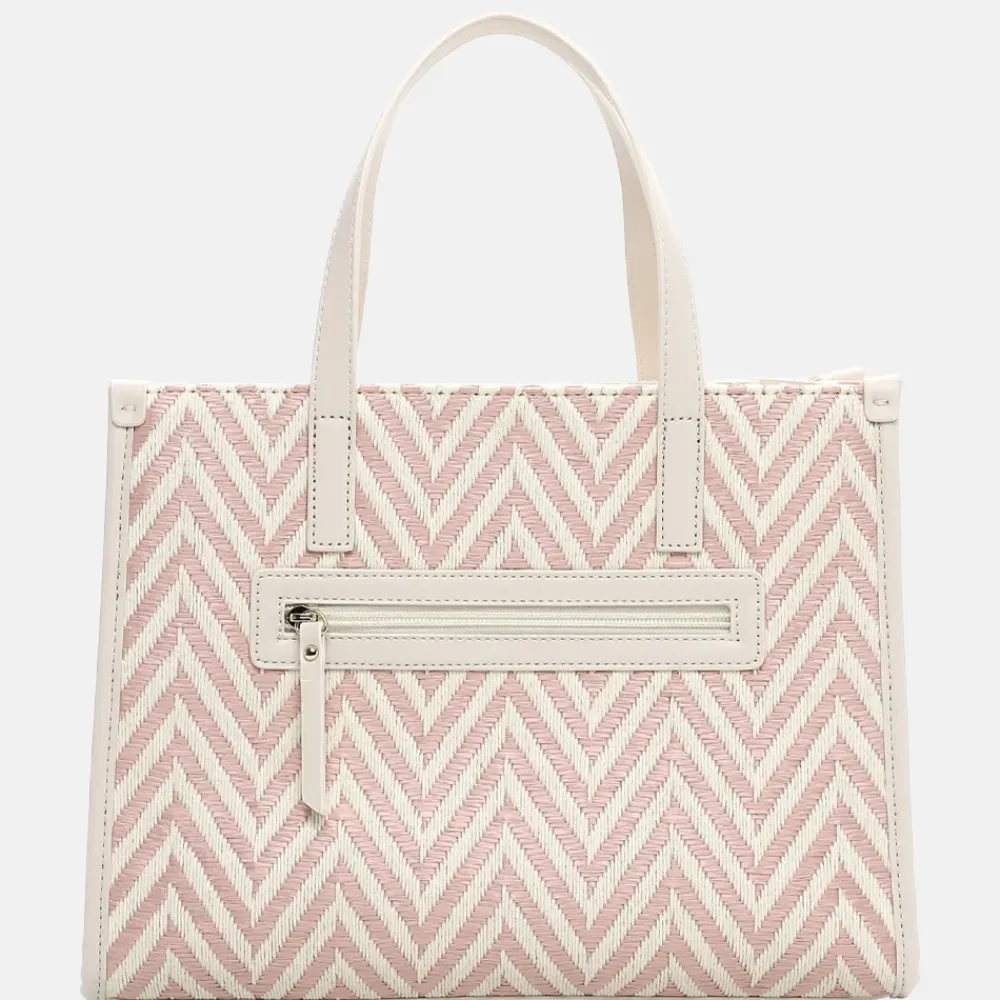 Handtassen^Emily & Noah Raffia handtas M pink salt