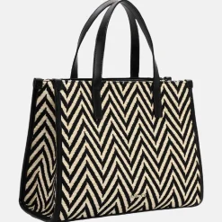 Handtassen^Emily & Noah Raffia handtas M black/taupe