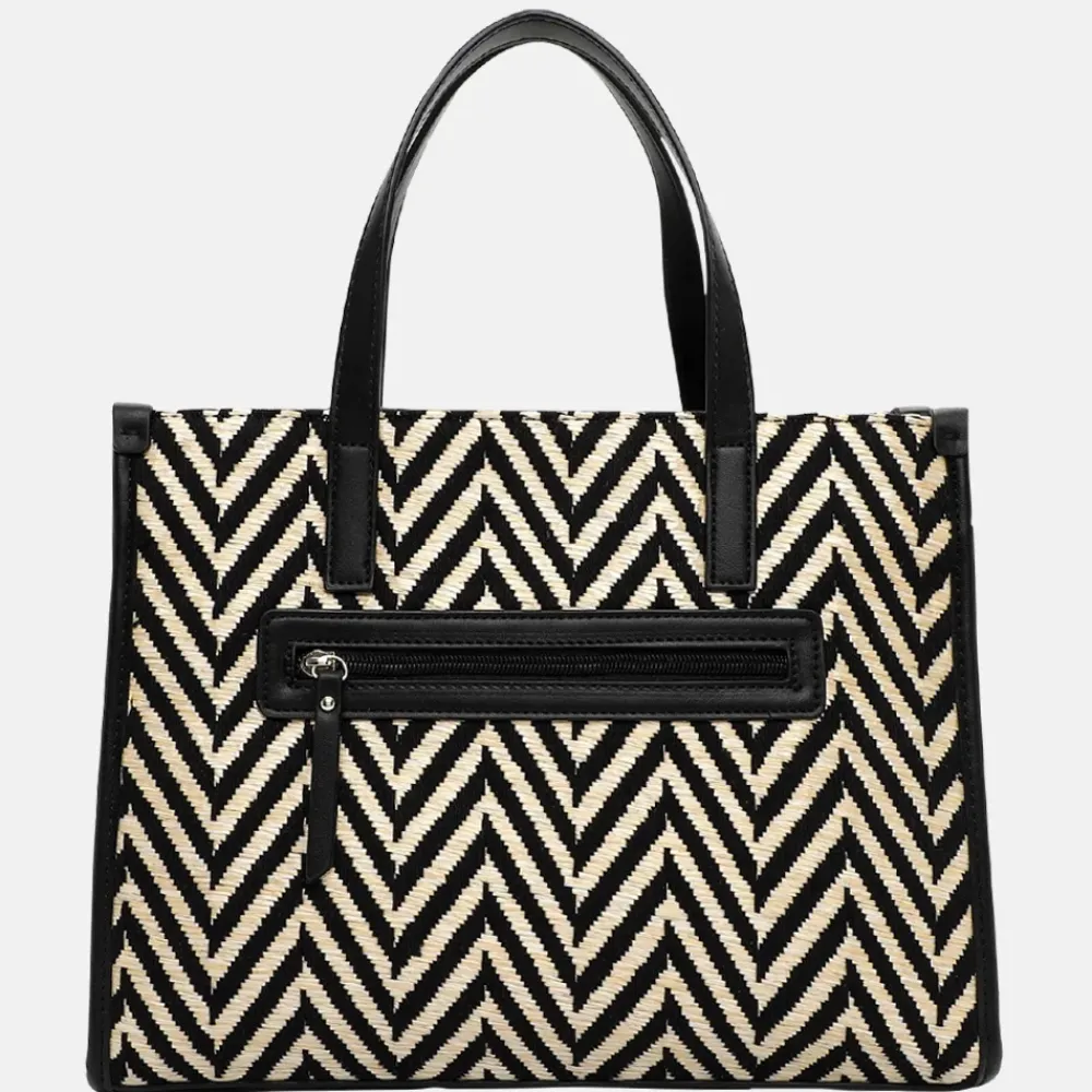 Handtassen^Emily & Noah Raffia handtas M black/taupe