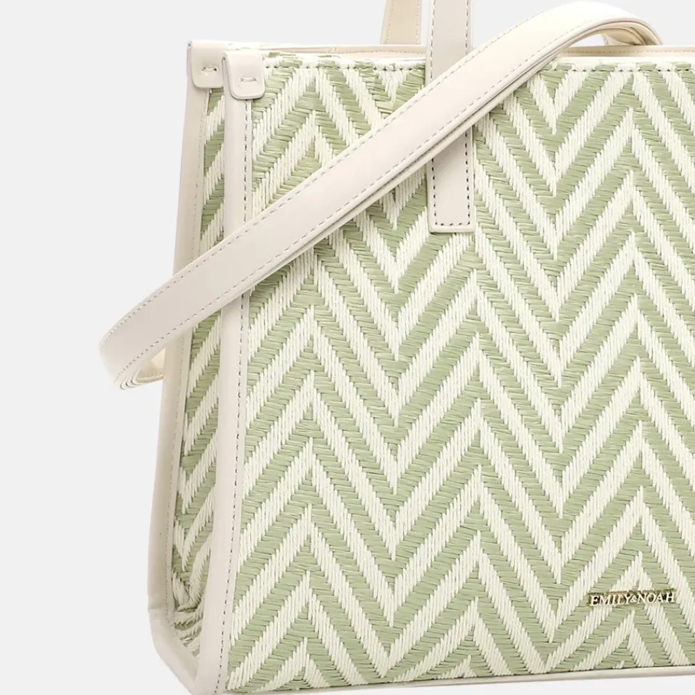 Handtassen^Emily & Noah Raffia handtas M pistachio