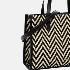 Handtassen^Emily & Noah Raffia handtas M black/taupe