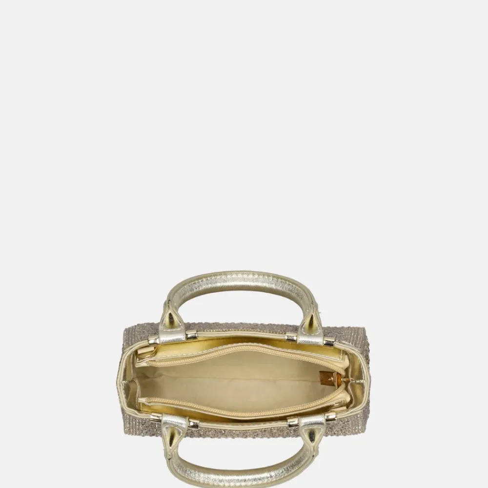 Handtassen^Firenze buideltas glitter light gold