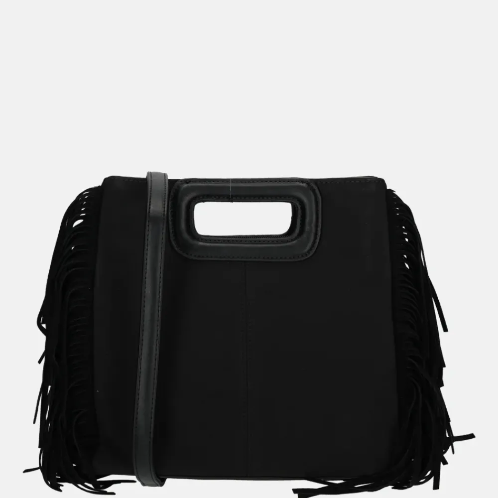 Handtassen^Firenze handtas franje black