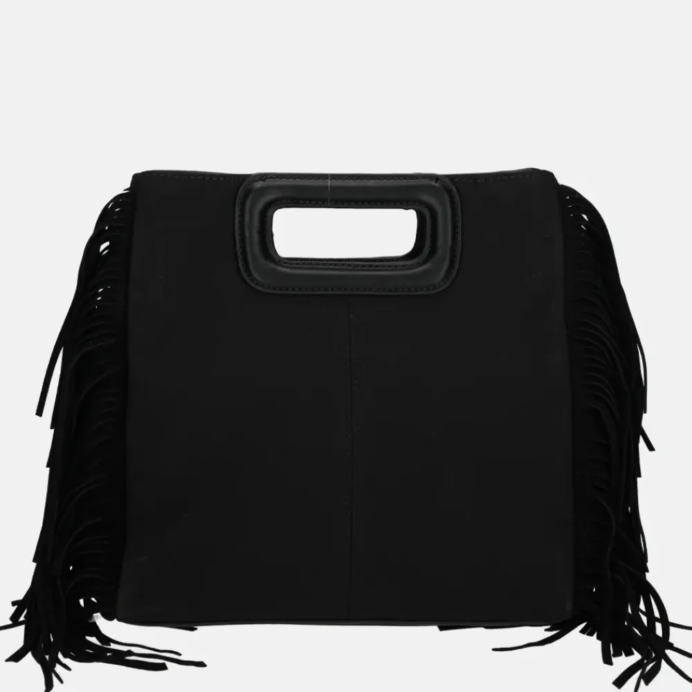 Handtassen^Firenze handtas franje black