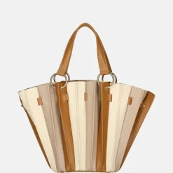 Handtassen^Firenze plissé handtas M brown/beige/taupe