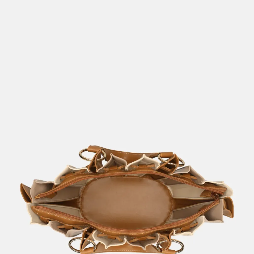 Handtassen^Firenze plissé handtas M brown/beige/taupe