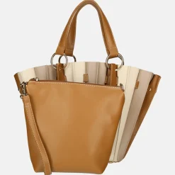 Handtassen^Firenze plissé handtas M brown/beige/taupe
