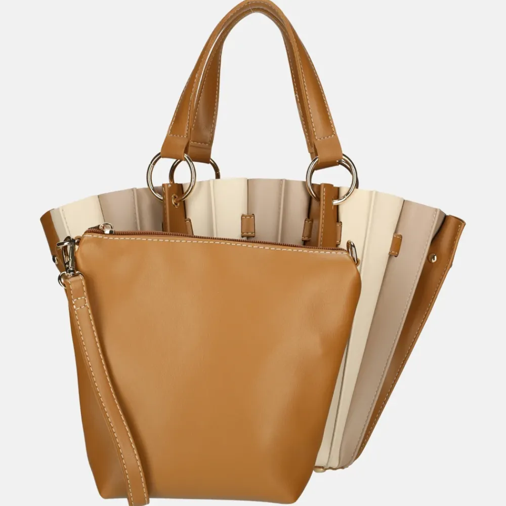 Handtassen^Firenze plissé handtas M brown/beige/taupe