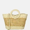 Handtassen^Flora & Co handtas riet beige