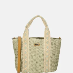 Handtassen^Flora & Co handtas riet light green