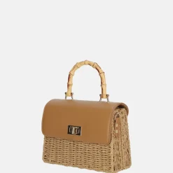 Handtassen^Flora & Co handtas riet naturel/camel