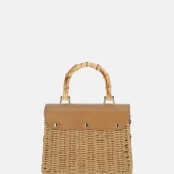 Handtassen^Flora & Co handtas riet naturel/camel