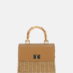 Handtassen^Flora & Co handtas riet naturel/camel