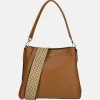Schoudertassen^Flora & Co schoudertas fashionband camel