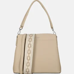 Schoudertassen^Flora & Co schoudertas fashionband beige