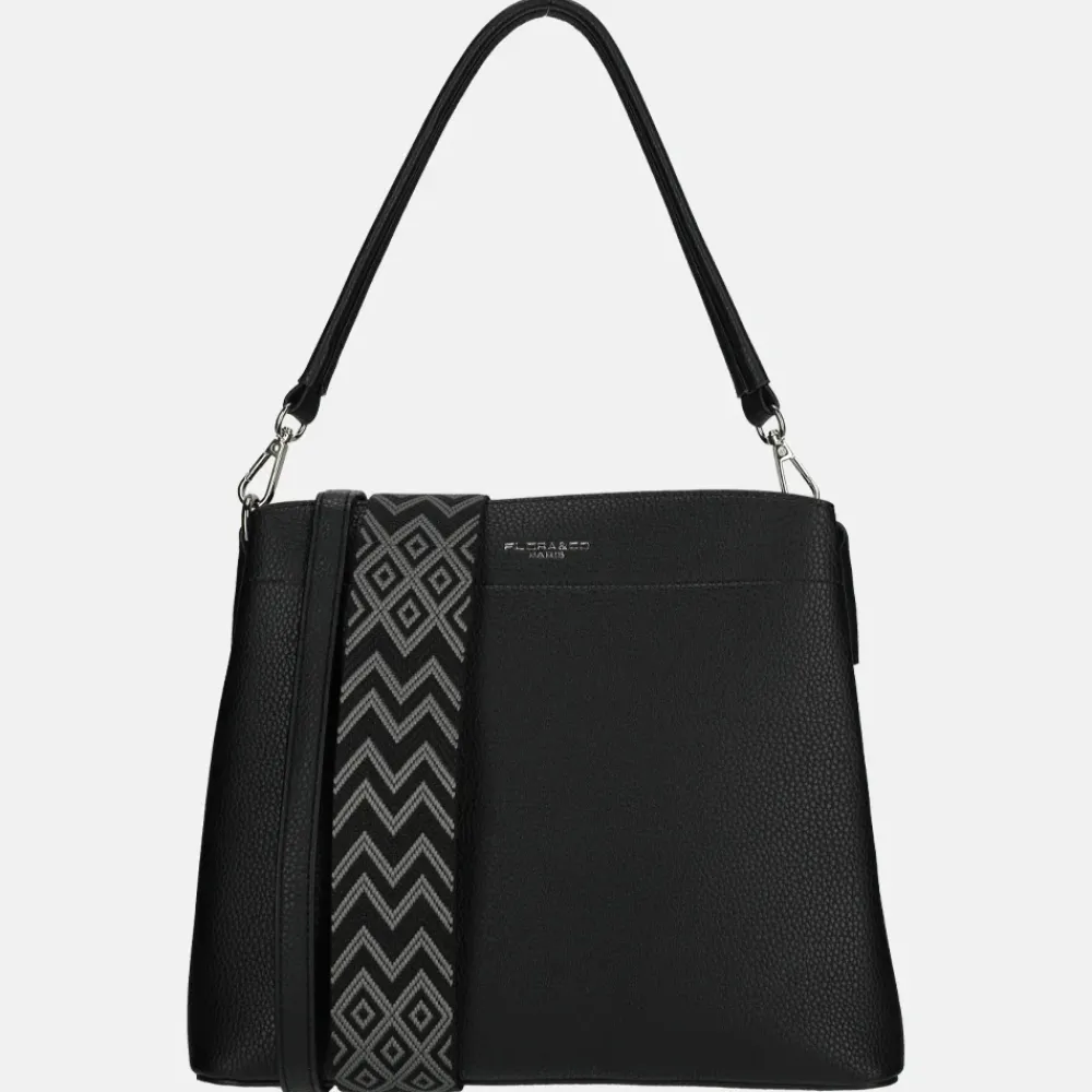 Schoudertassen^Flora & Co schoudertas fashionband black