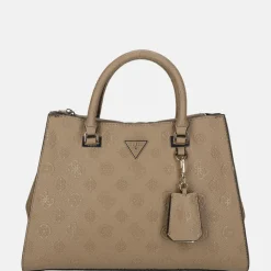 Handtassen^Guess Cresidia society satchel handtas dark taupe