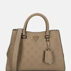 Handtassen^Guess Cresidia society satchel handtas dark taupe