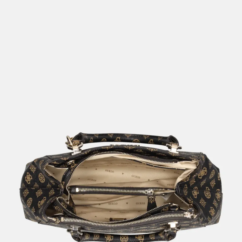 Handtassen^Guess Evelune girlfriend satchel handtas L mocha logo