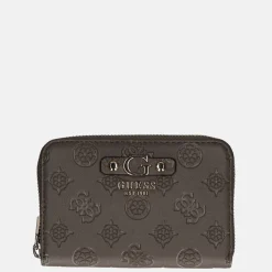 Dames Portemonnees^Guess Gerty SLG ziparound portemonnee M dark taupe