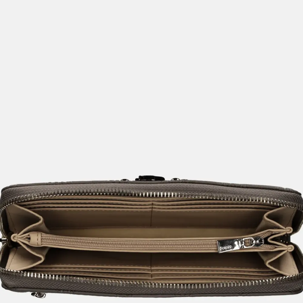 Dames Portemonnees^Guess Gerty SLG ziparound portemonnee L dark taupe
