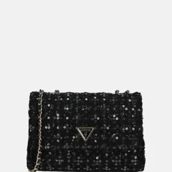 Schoudertassen^Guess Giully schoudertas glitter black gold