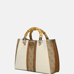 Handtassen^Guess Kerima Bamboo girlfriend satchel handtas natural/latte logo