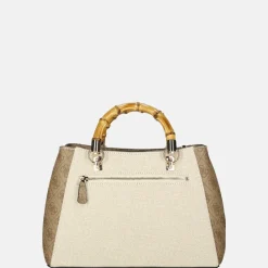 Handtassen^Guess Kerima Bamboo girlfriend satchel handtas natural/latte logo