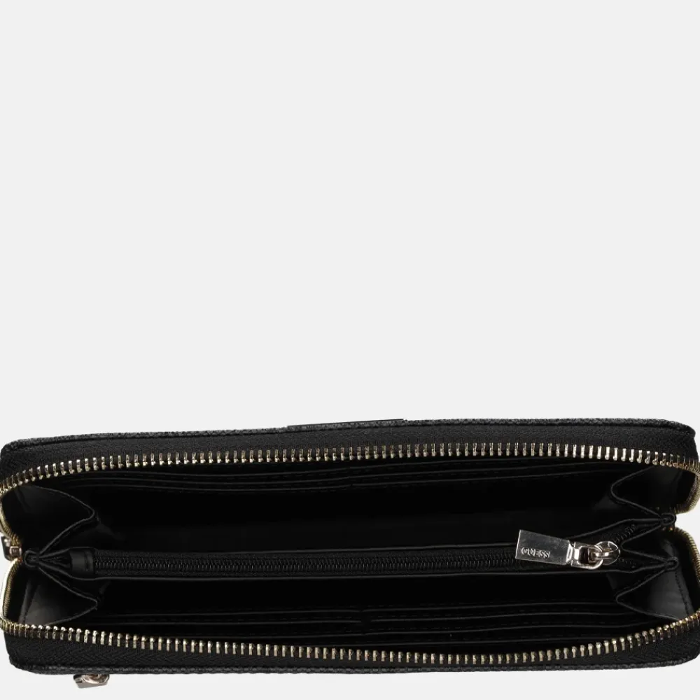 Dames Portemonnees^Guess Laurel SLG ziparound portemonnee L coal logo