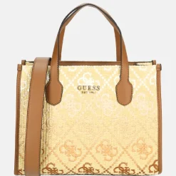 Handtassen^Guess Silvana handtas cognac logo