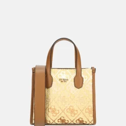 Handtassen^Guess Silvana handtas mini cognac logo