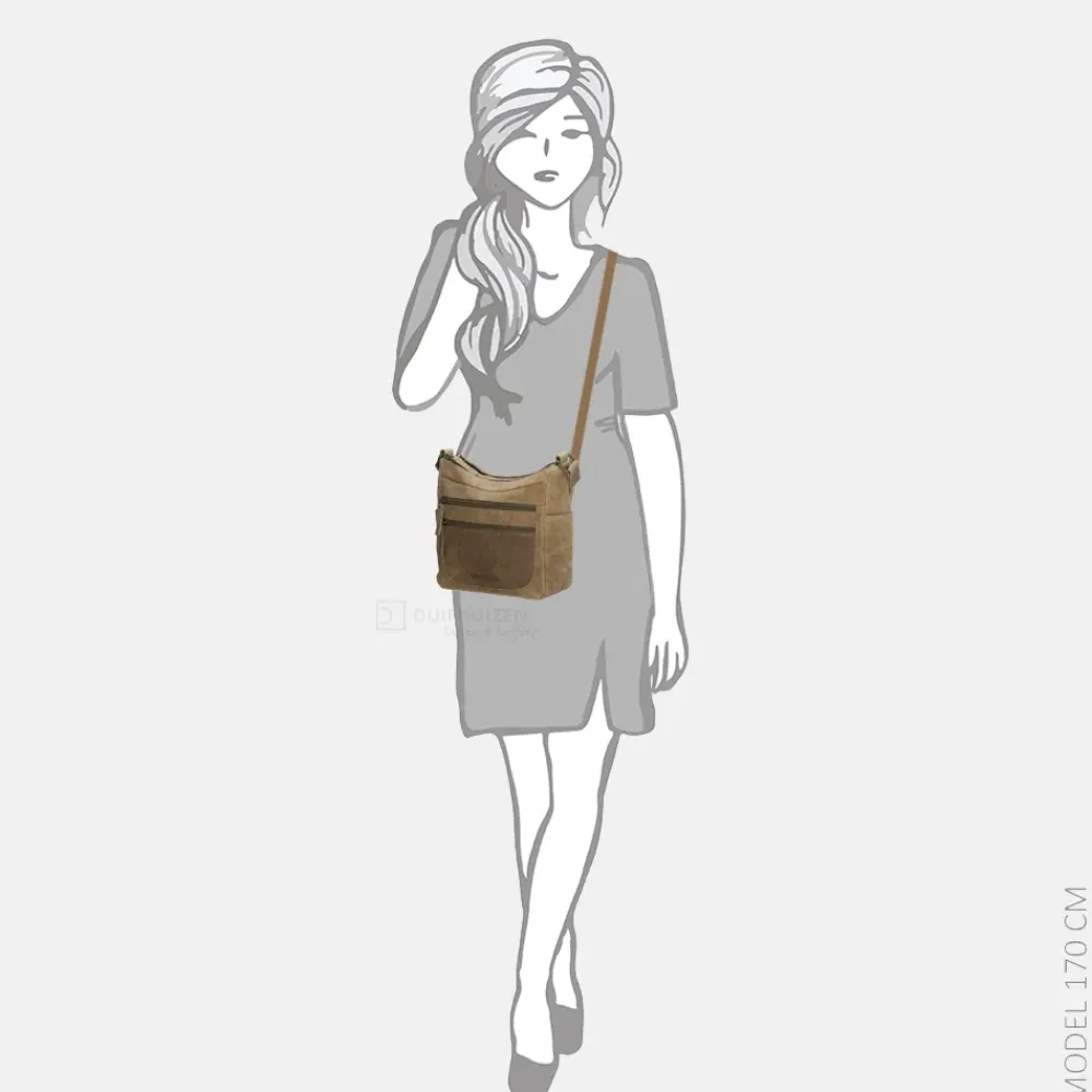 Crossbody Tassen^Hide & Stitches crossbody tas donkerzand