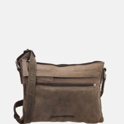 Schoudertassen^Hide & Stitches Idaho crossbody tas donkerbruin