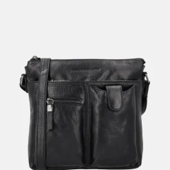 Crossbody Tassen^Hide & Stitches Idaho crossbody tas zwart