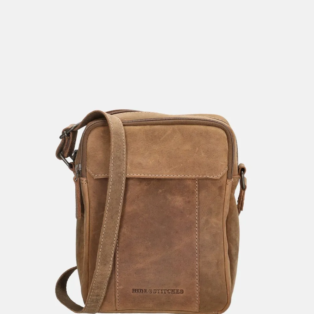 Crossbody Tassen^Hide & Stitches Idaho crossbody tas brown