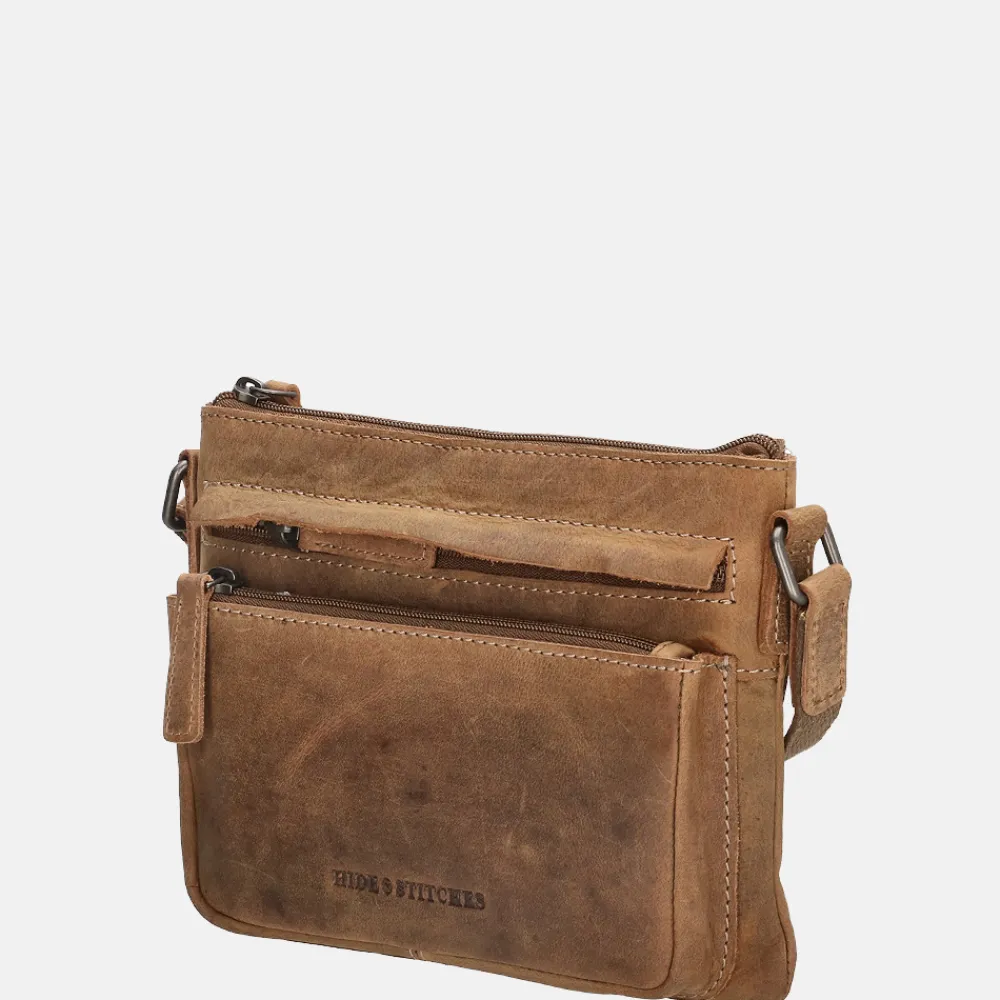 Crossbody Tassen^Hide & Stitches Idaho crossbody tas brown