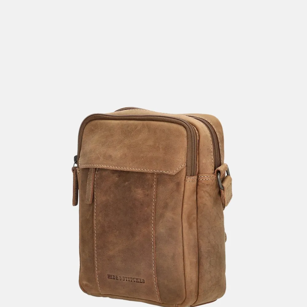 Crossbody Tassen^Hide & Stitches Idaho crossbody tas brown