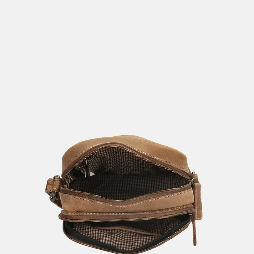 Crossbody Tassen^Hide & Stitches Idaho crossbody tas brown