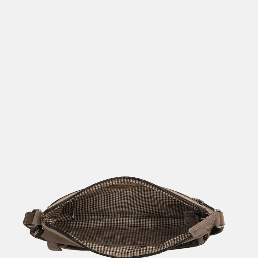 Schoudertassen^Hide & Stitches Idaho crossbody tas donkerbruin