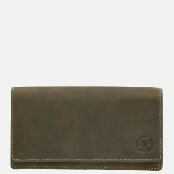 Dames Portemonnees^Hide & Stitches Idaho portemonnee olijfgroen