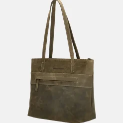 Shoppers^Hide & Stitches Idaho shopper olive green