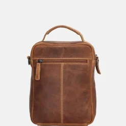 Schoudertassen^Hide & Stitches Japura reporter schoudertas cognac