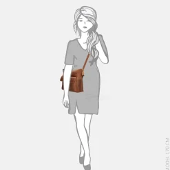 Schoudertassen^Hide & Stitches Japura schoudertas M cognac