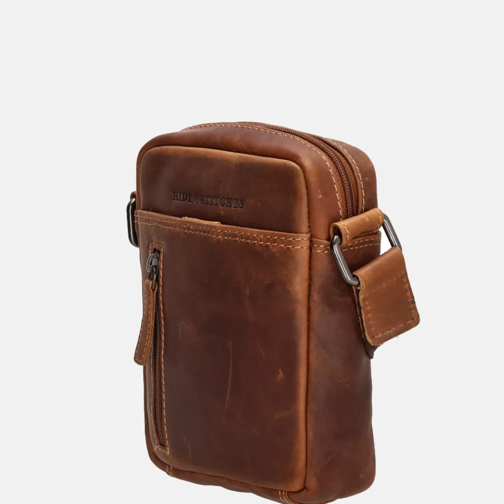 Schoudertassen^Hide & Stitches Japura schoudertas cognac