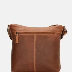 Schoudertassen^Hide & Stitches Japura schoudertas M cognac