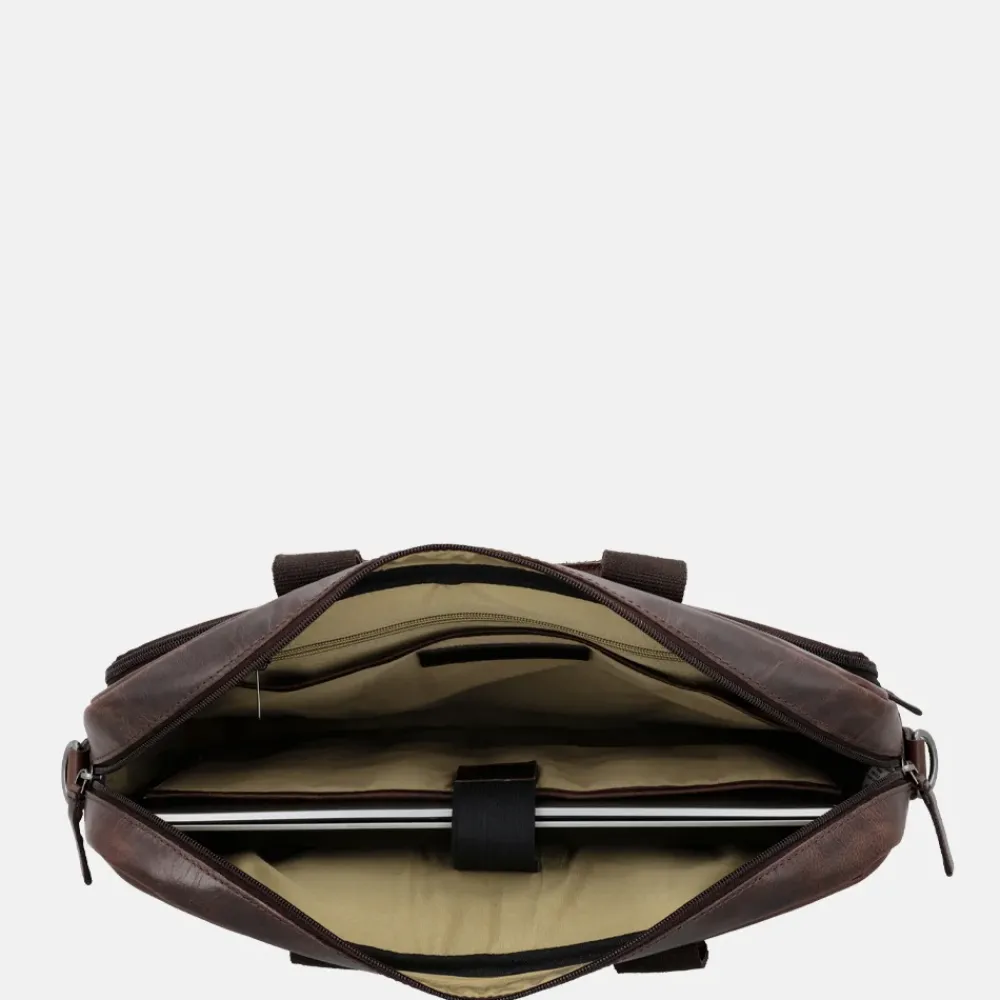 Heren Laptoptassen^Hide & Stitches Next Navajo laptoptas 15.6 inch donkerbruin