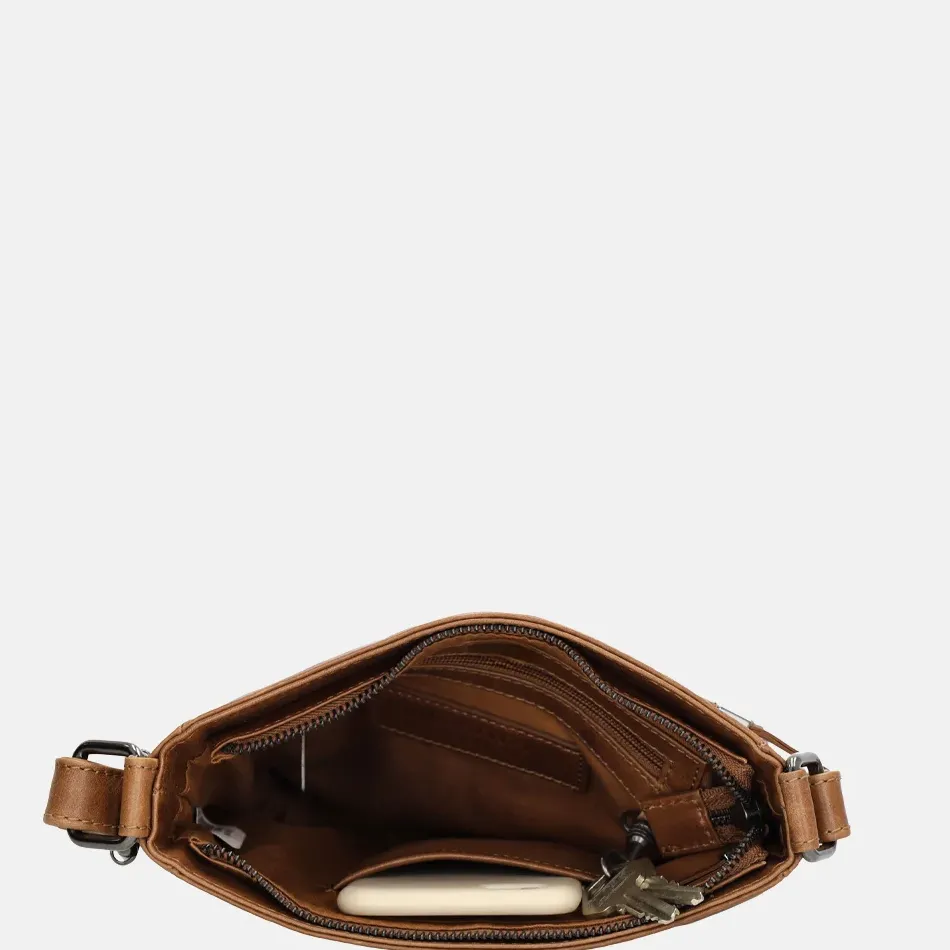 Schoudertassen^Hide & Stitches Porto schoudertas brown