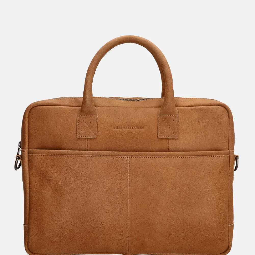 Heren Laptoptassen | Dames Laptoptassen^Hide & Stitches Promotie laptoptas 15.6 inch cognac