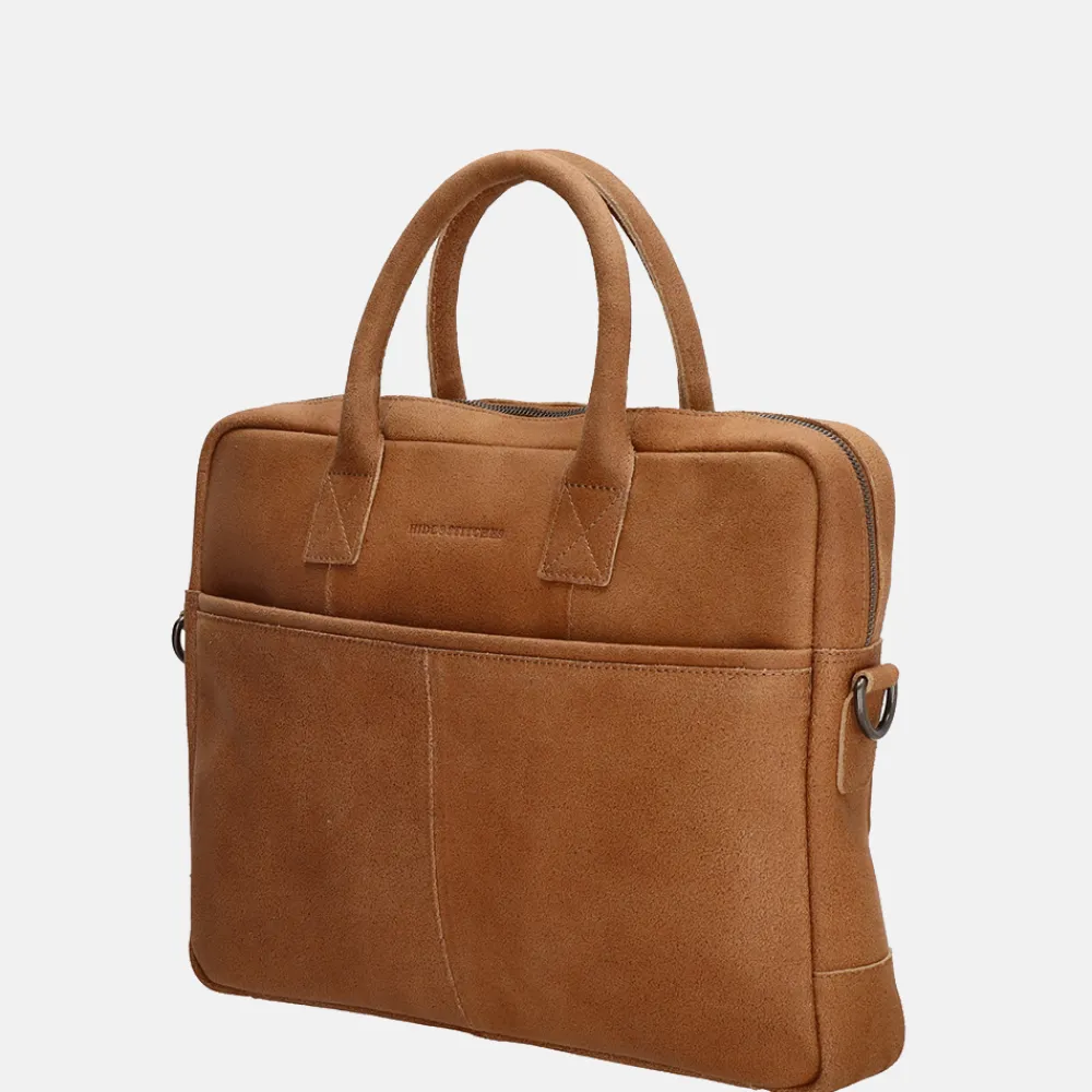 Heren Laptoptassen | Dames Laptoptassen^Hide & Stitches Promotie laptoptas 15.6 inch cognac