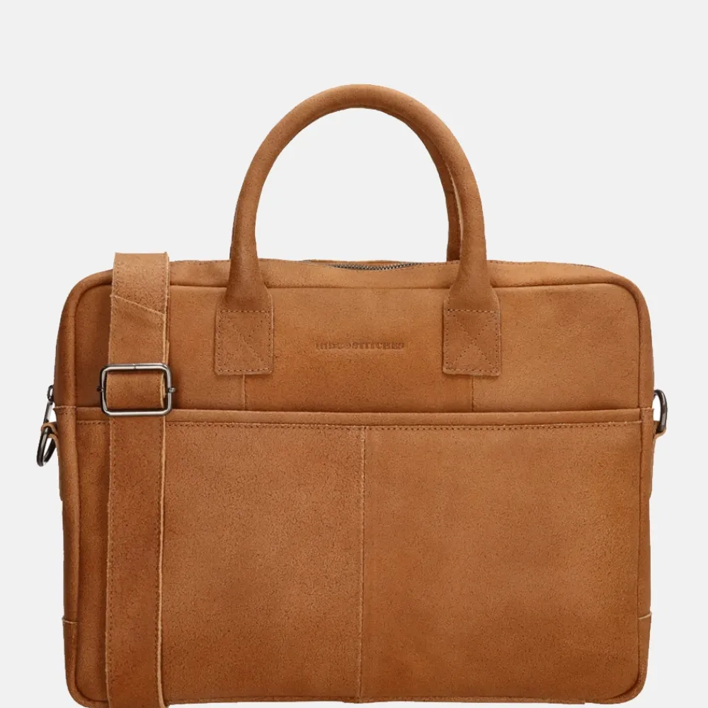 Heren Laptoptassen | Dames Laptoptassen^Hide & Stitches Promotie laptoptas 15.6 inch cognac